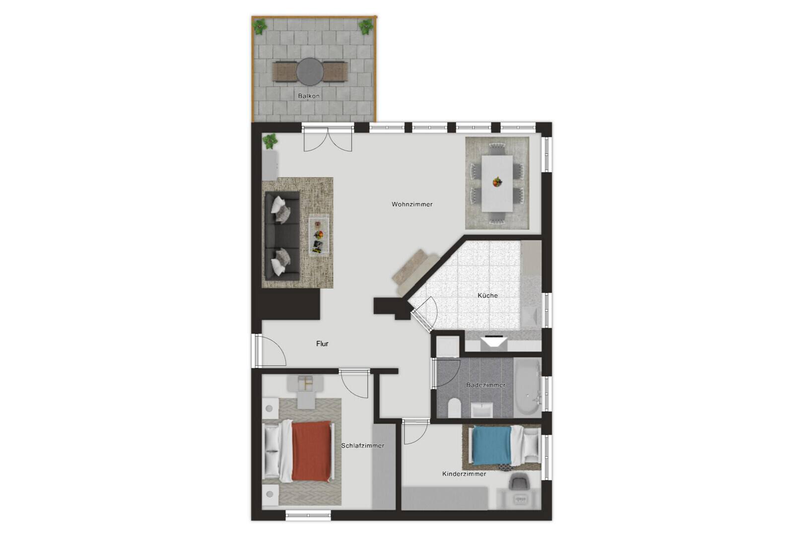 Wohnungsgrundriss mit Balkon