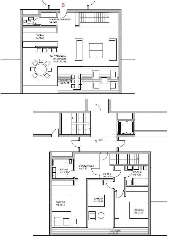 Grundriss mit Wohn- und Schlafbereichen