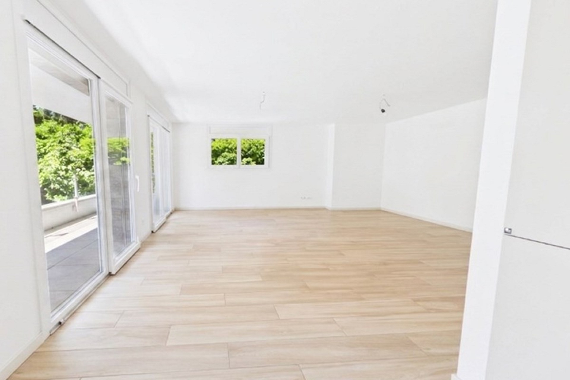 Heller leerer Wohnraum mit Terrassenzugang