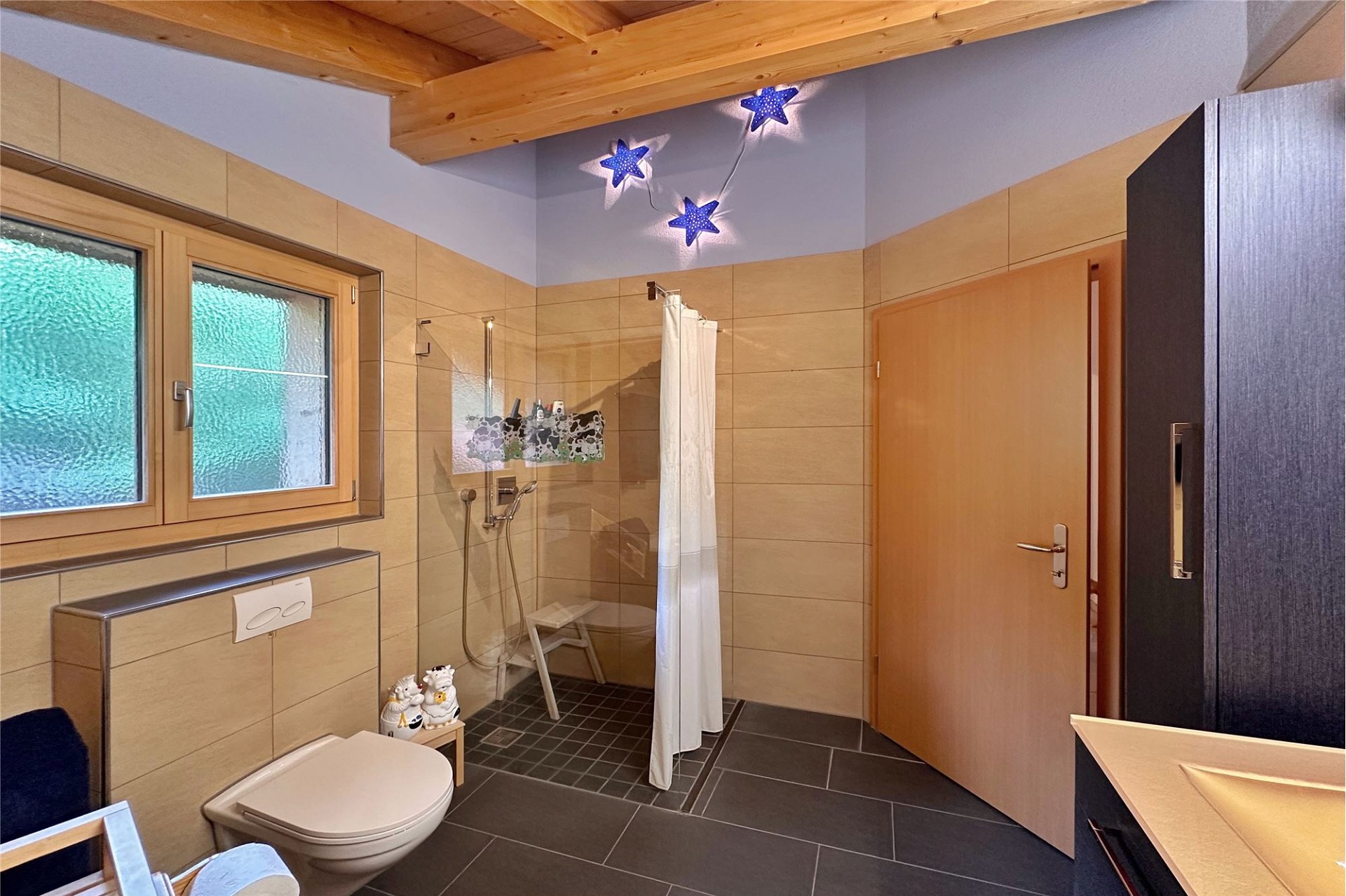 Modernes Badezimmer mit Dusche und WC