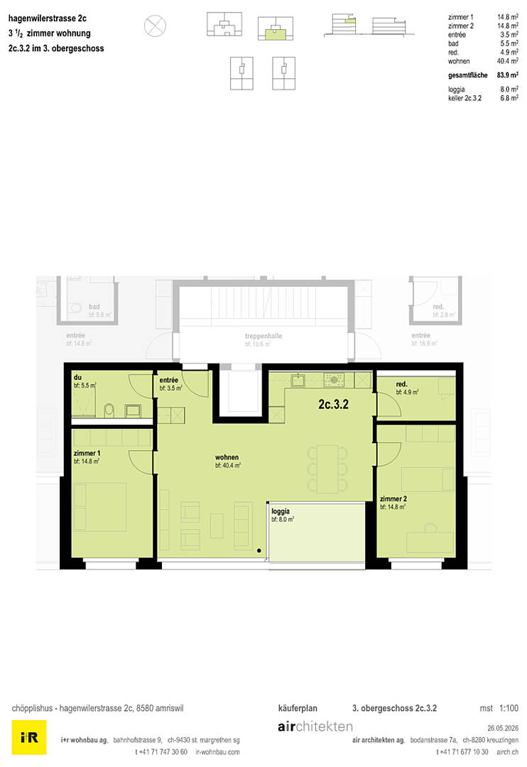 Wohnungsgrundriss mit Loggia