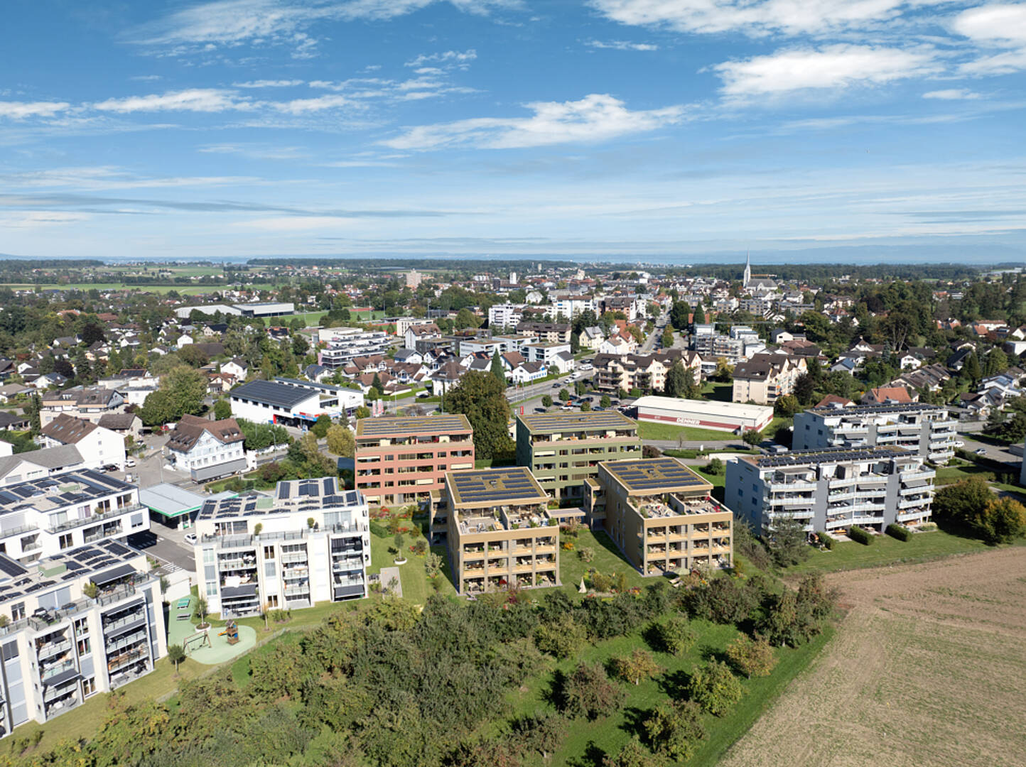 Luftaufnahme eines Wohnquartiers