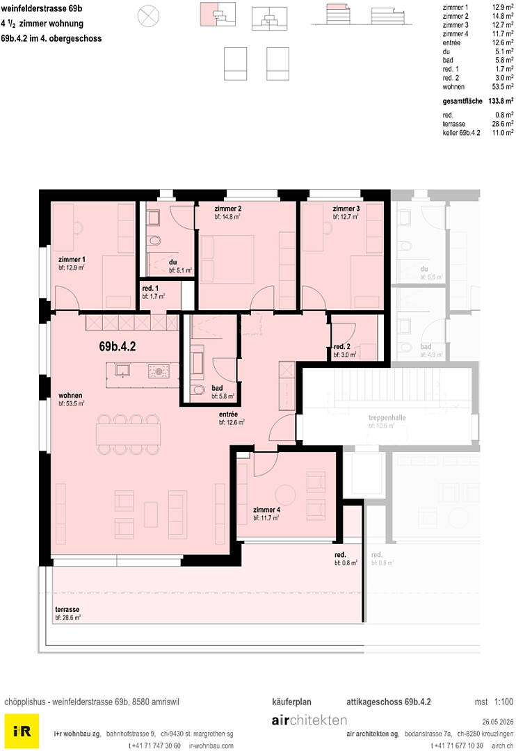 Grundriss einer 4½-Zimmer-Wohnung