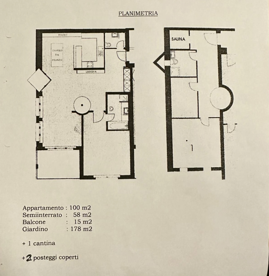Grundriss eines Apartments mit Nebenflächen