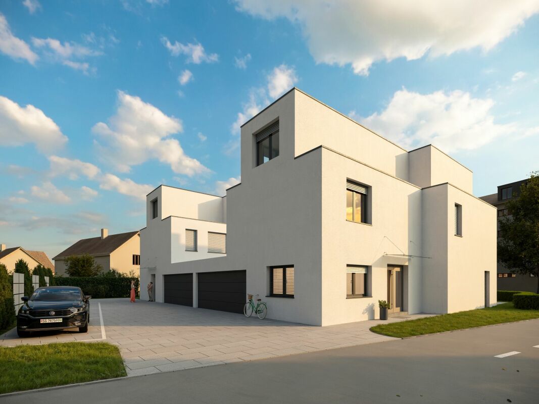 Moderne weiße Wohnhaus-Ansicht
