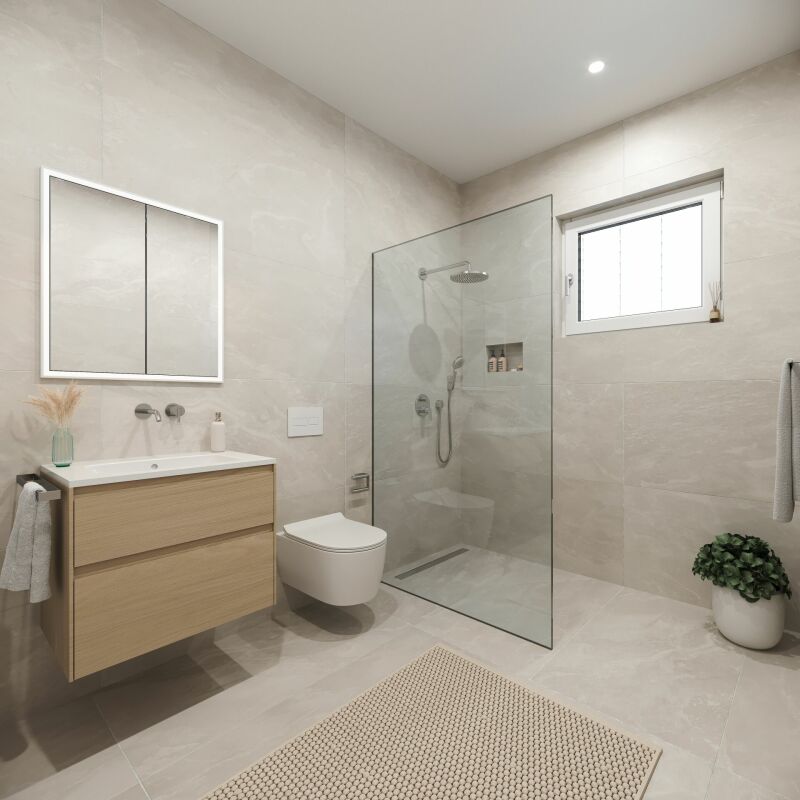 Modernes Badezimmer mit Walk-in-Dusche