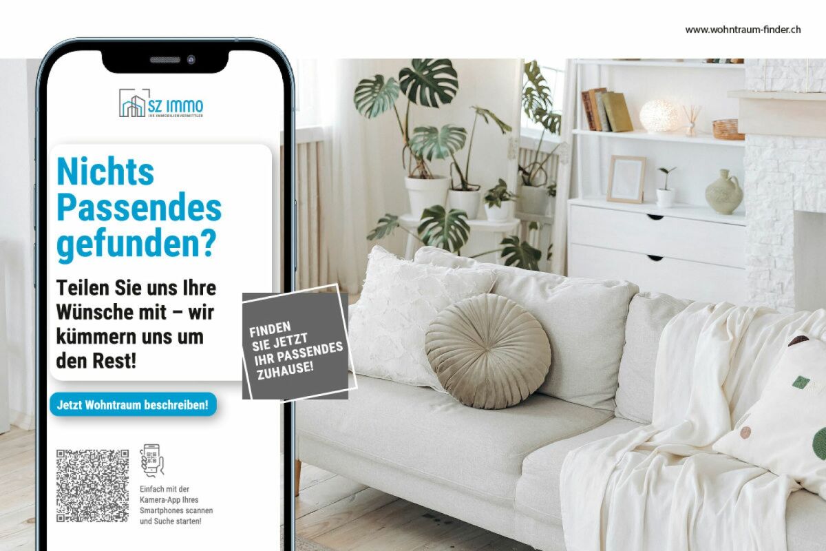 Wohnzimmer mit Staging und Werbegrafik