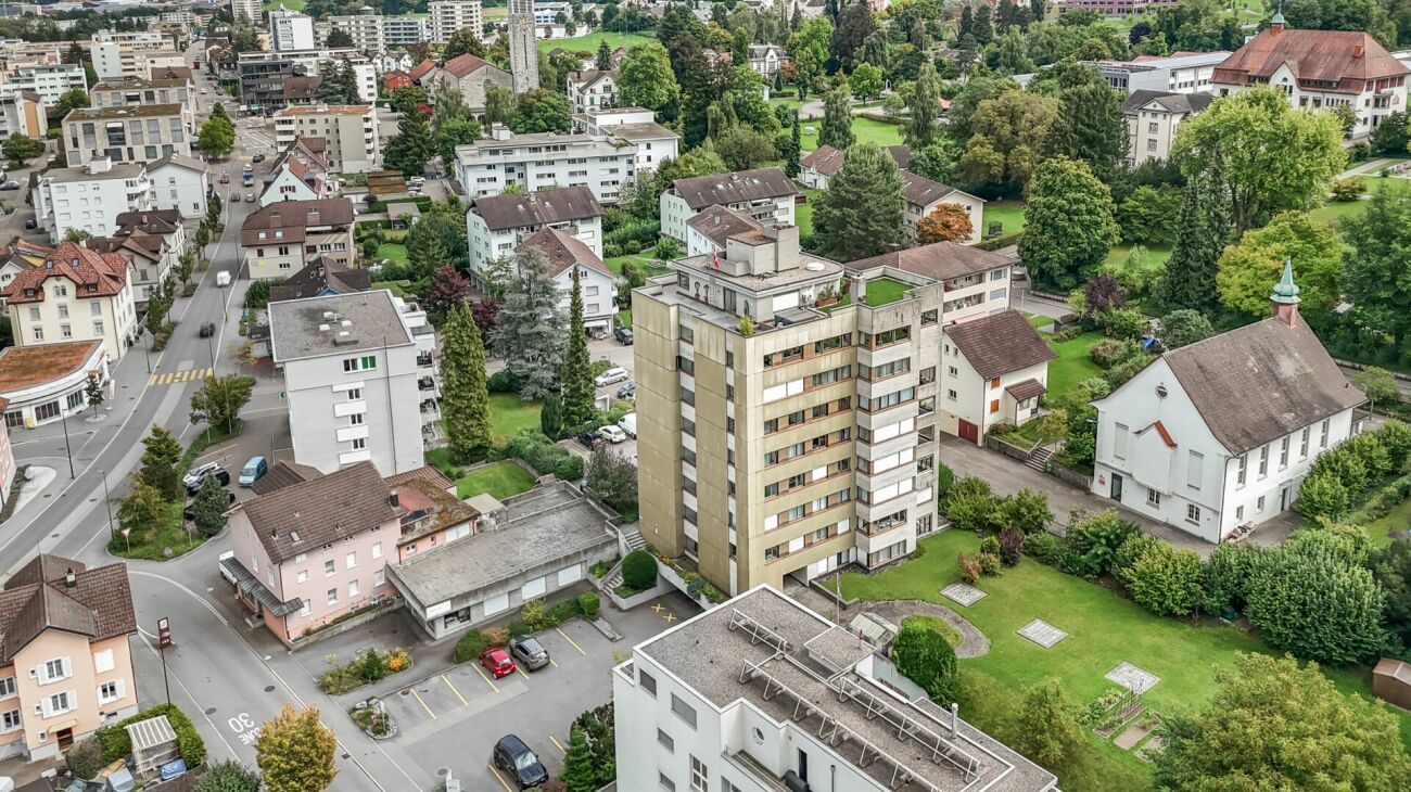 Luftaufnahme eines Wohnviertels