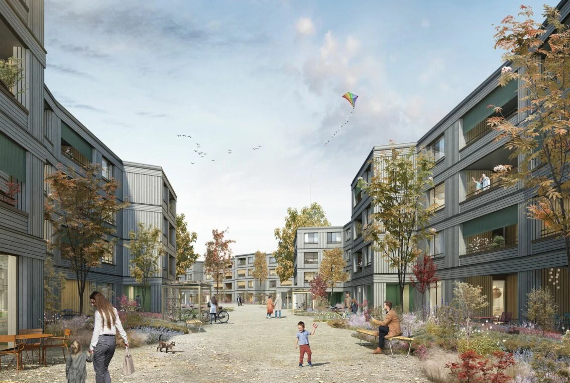 Innenhof eines modernen Wohnquartiers