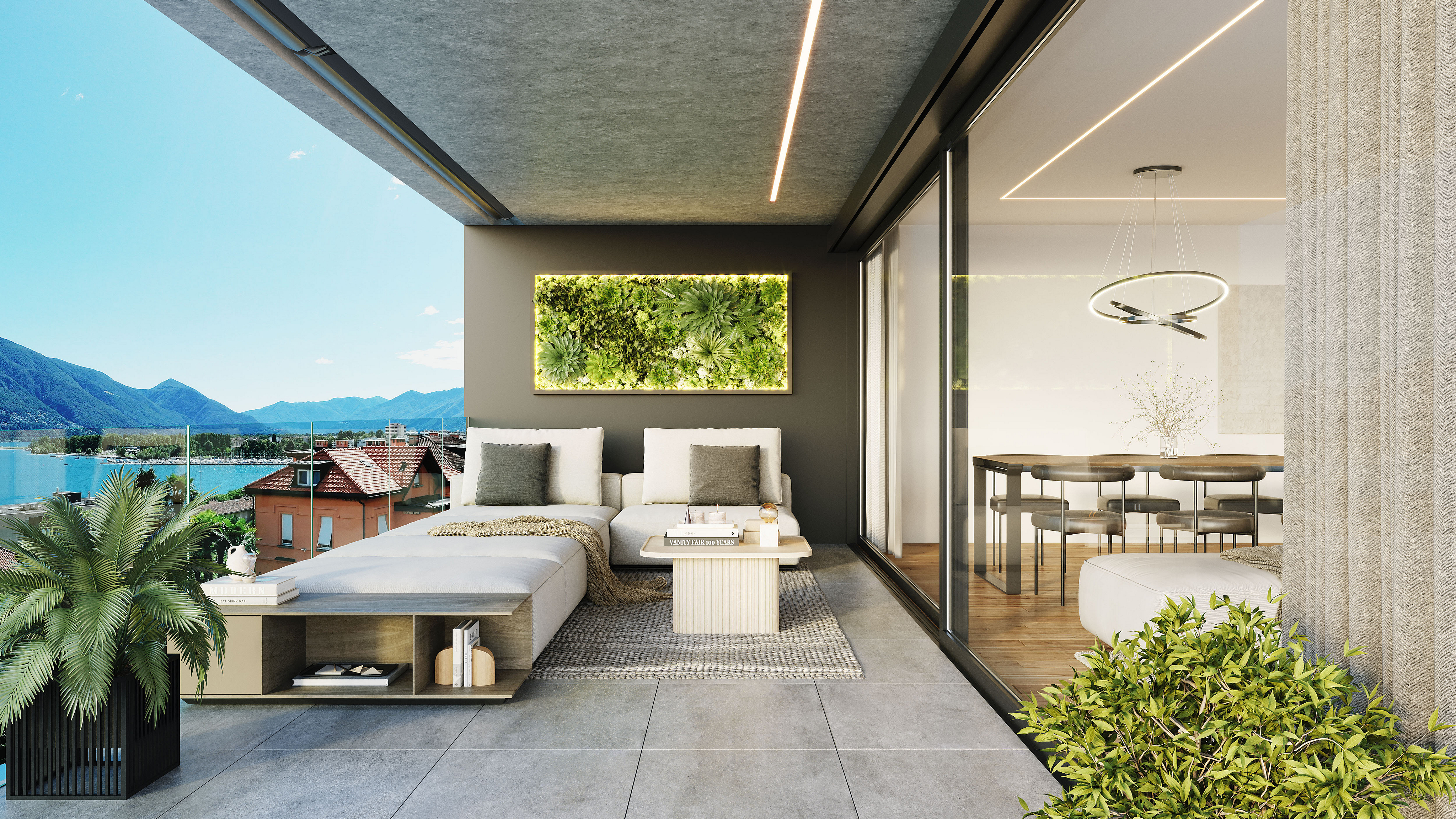 Luxuriöse Terrasse mit Seeblick