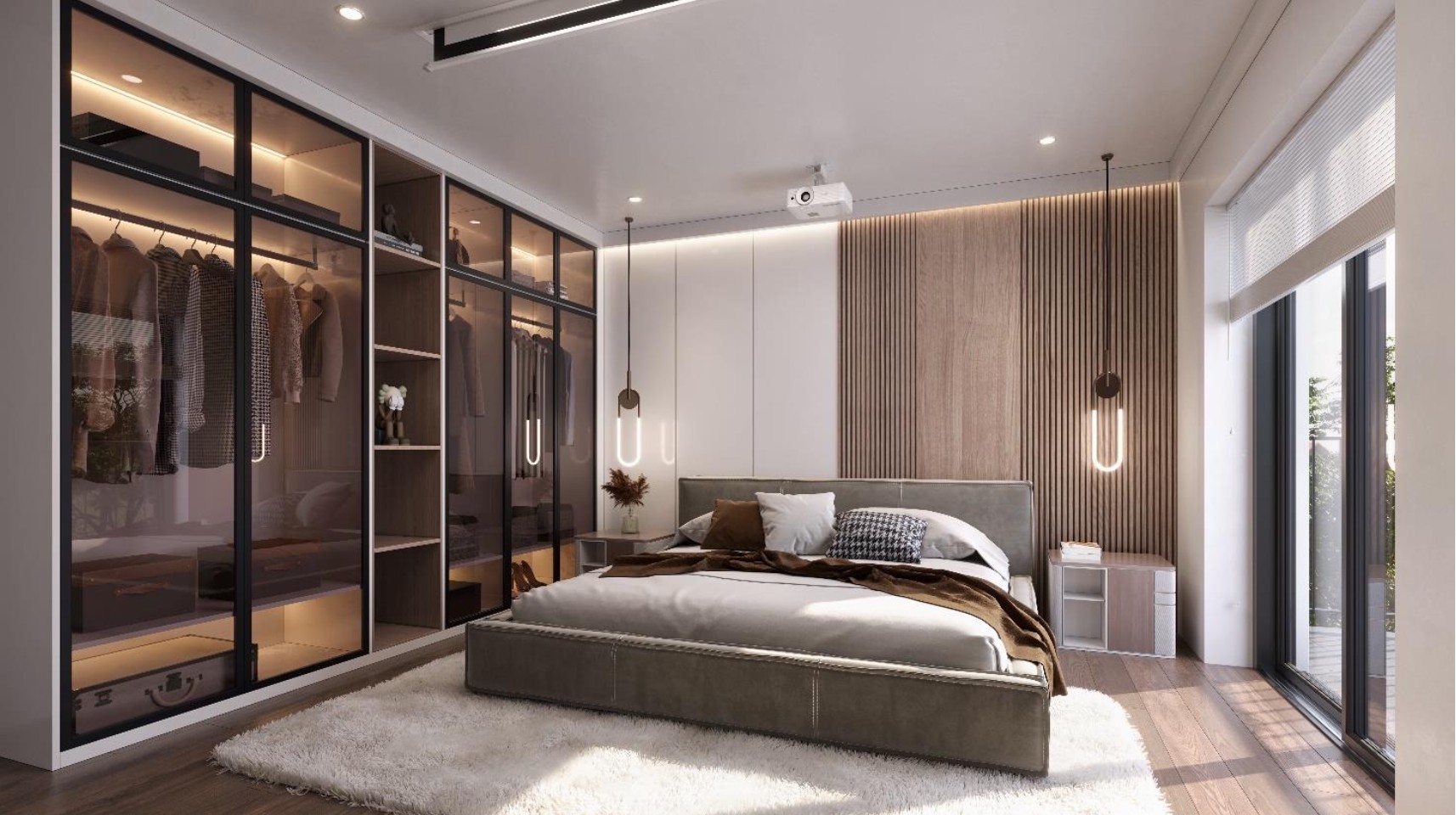 Modernes Schlafzimmer mit Ankleide