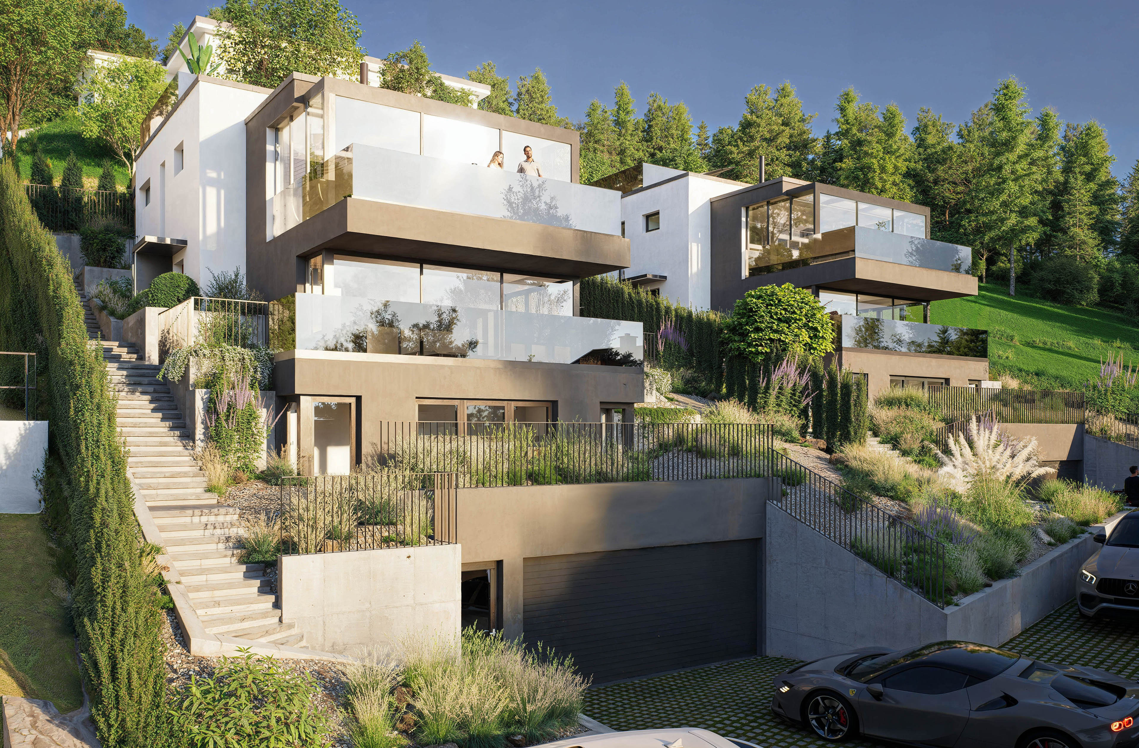 Moderne Luxus-Villenanlage am Hang