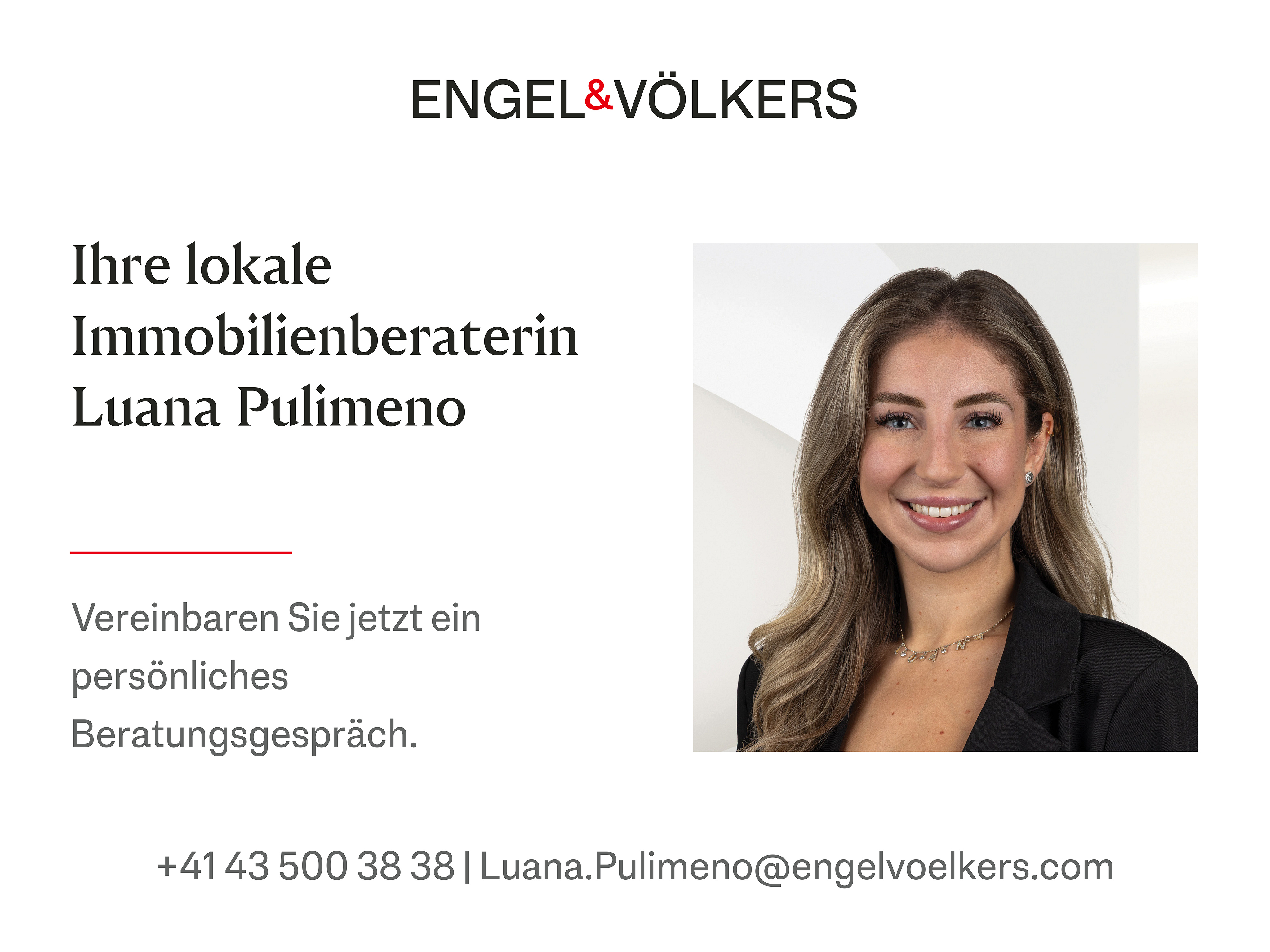 Werbegrafik mit Immobilienberaterin und Kontaktdaten