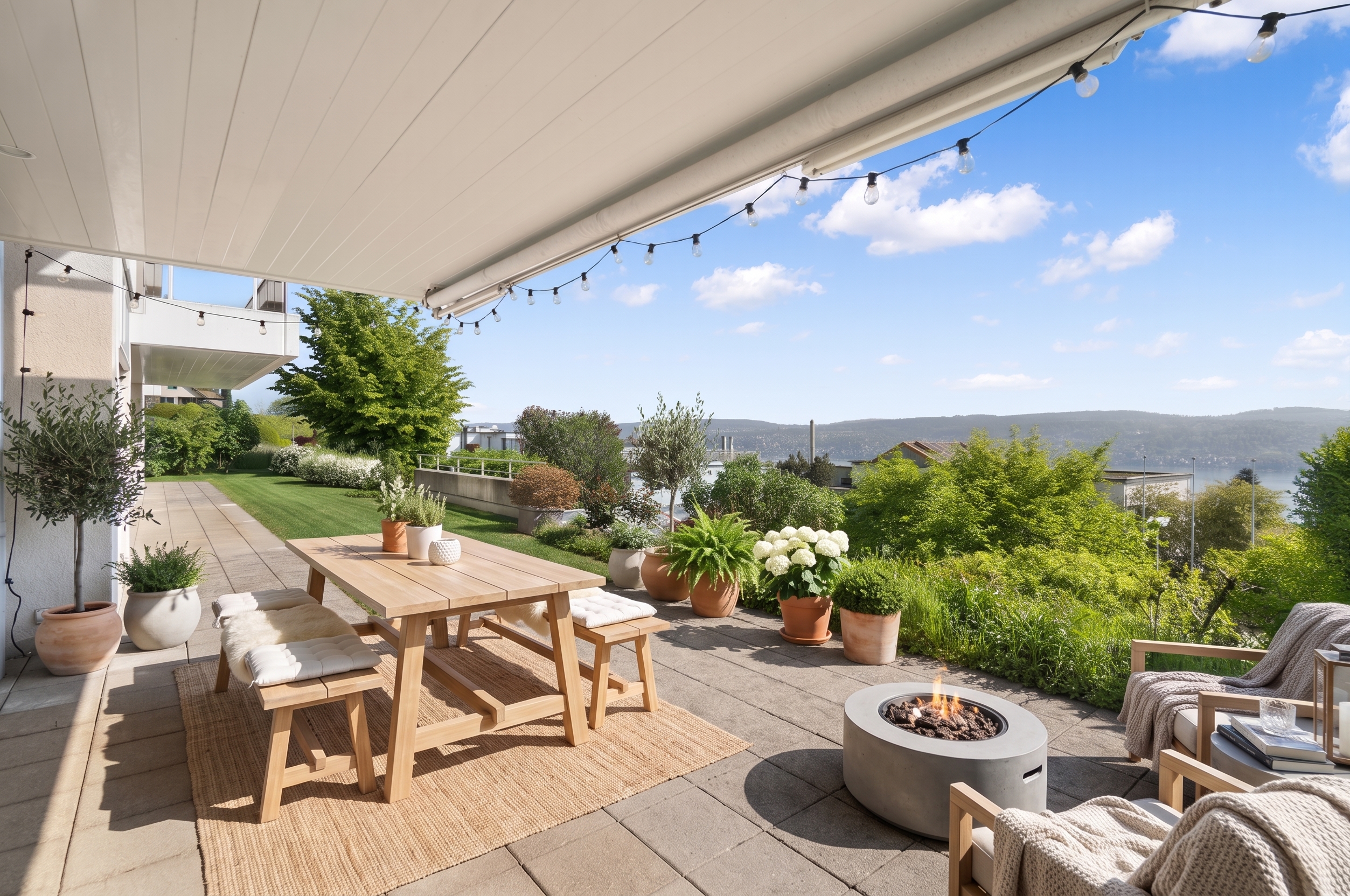 Großzügige Dachterrasse mit Lounge- und Essbereich