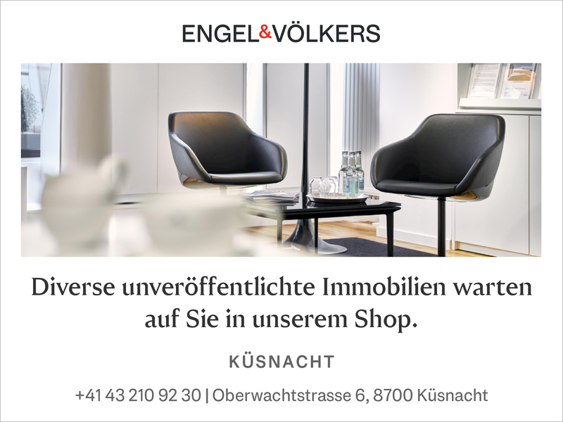 Immobilien-Werbeanzeige mit Lounge-Szene