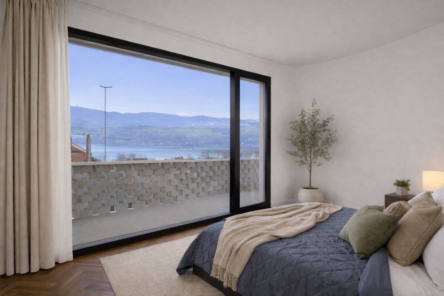 Schlafzimmer mit Panoramablick