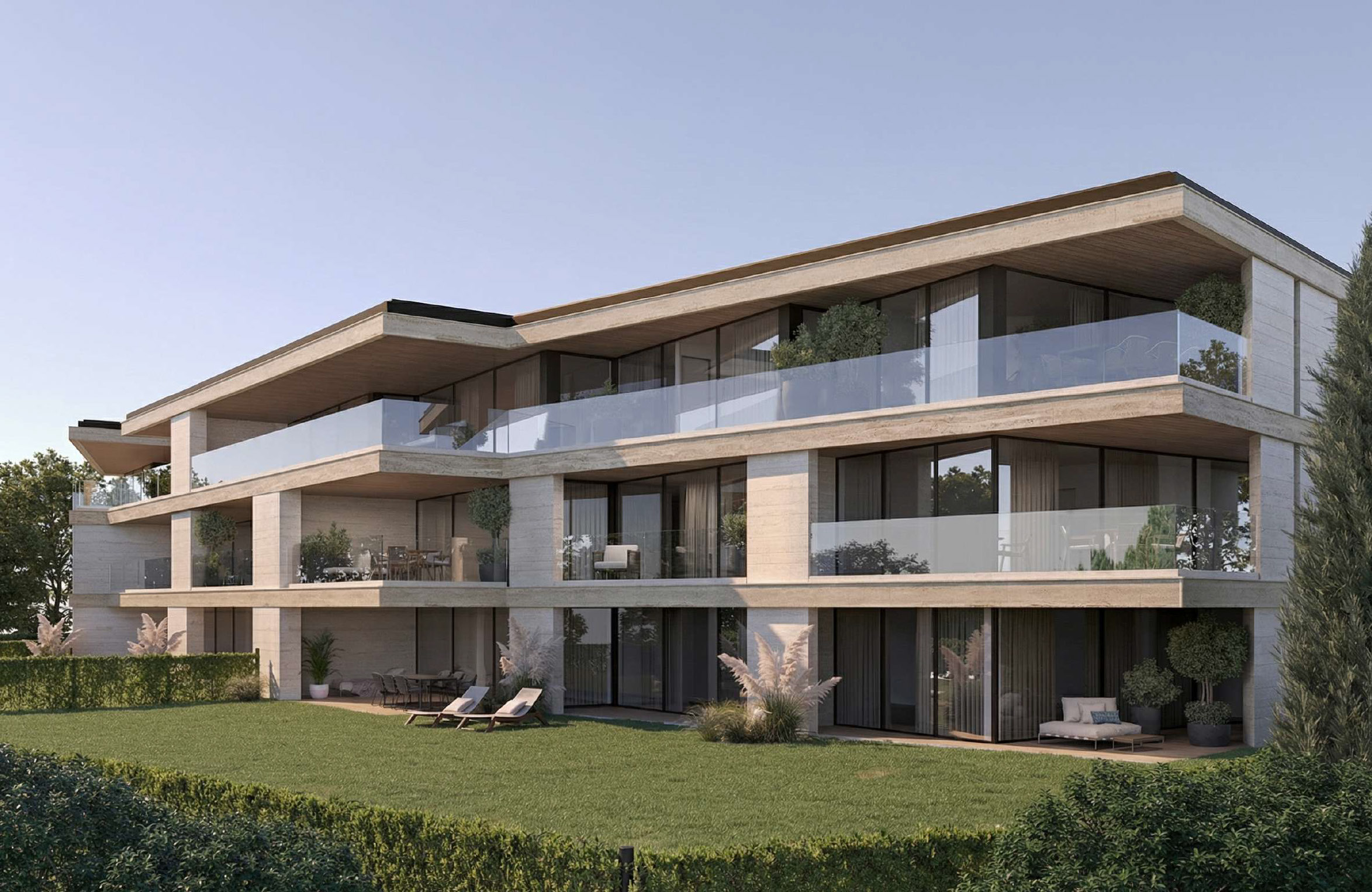 Modernes luxuriöses Mehrfamilienhaus mit großen Balkonen