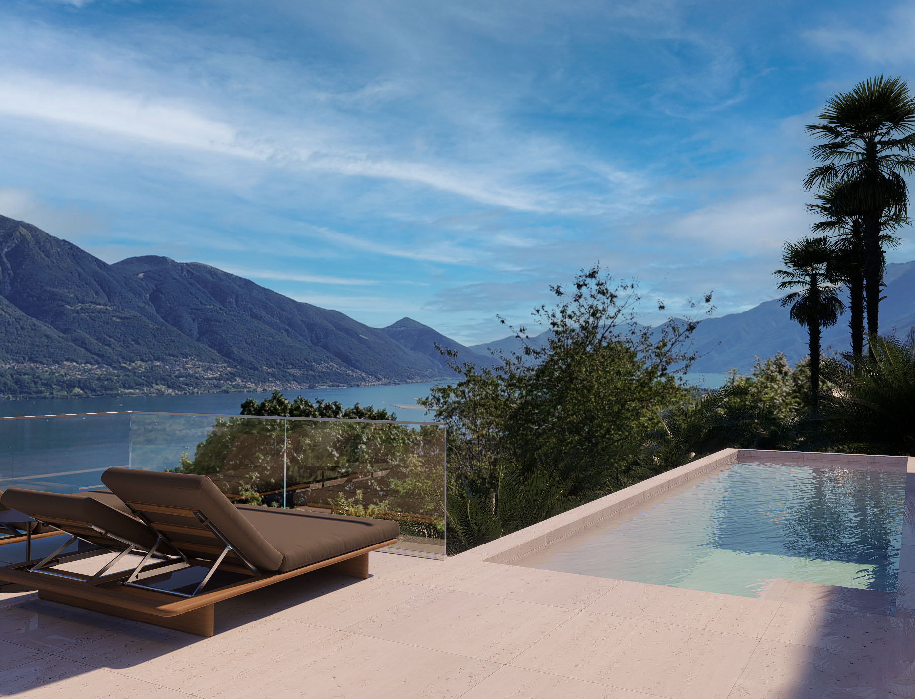 Terrasse mit Infinity-Pool und Bergblick