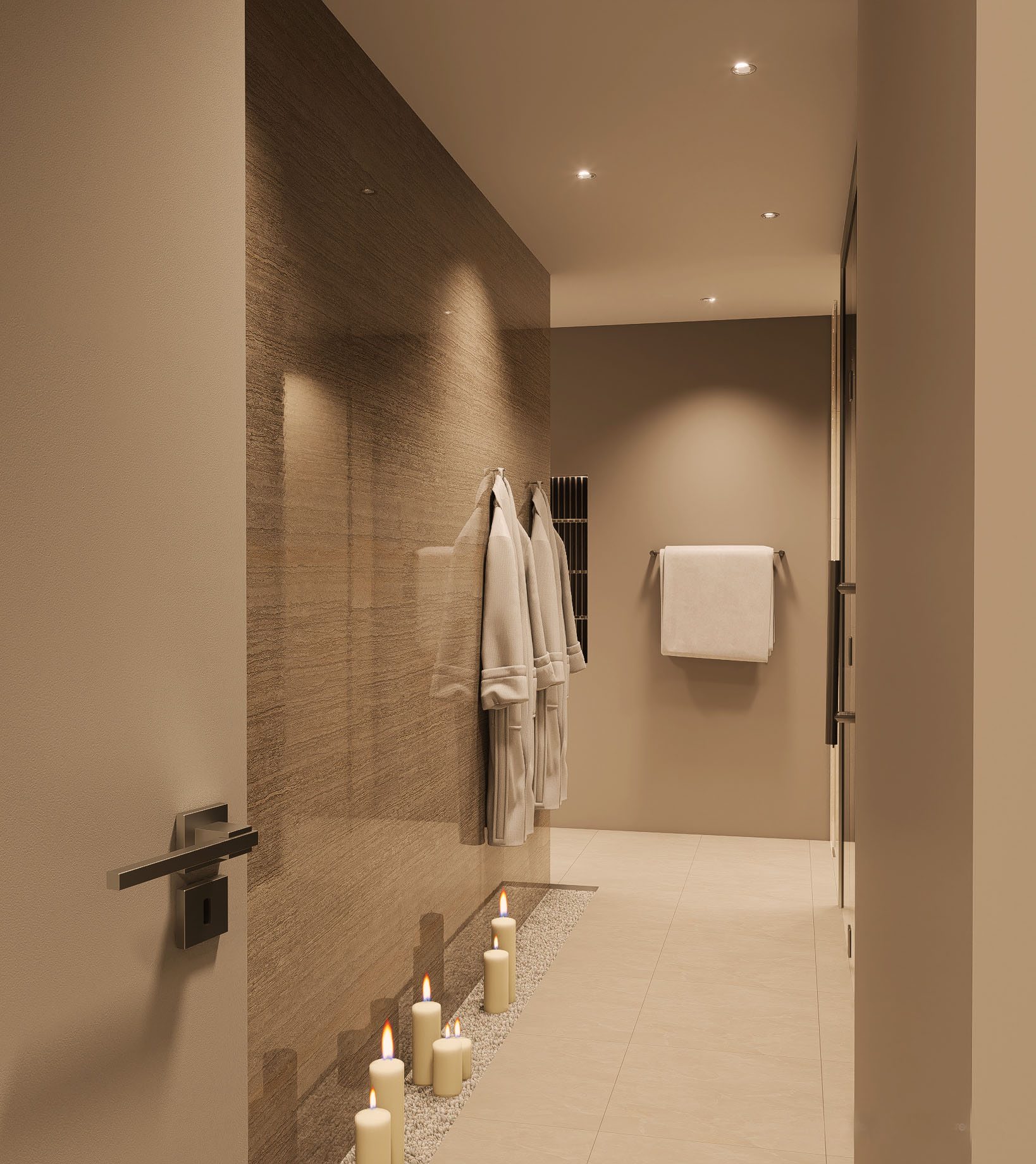 Luxuriöser begehbarer Badezimmerbereich