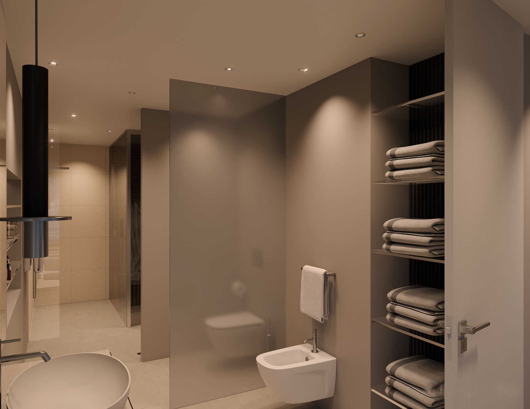 Modernes Badezimmer mit Ankleidebereich