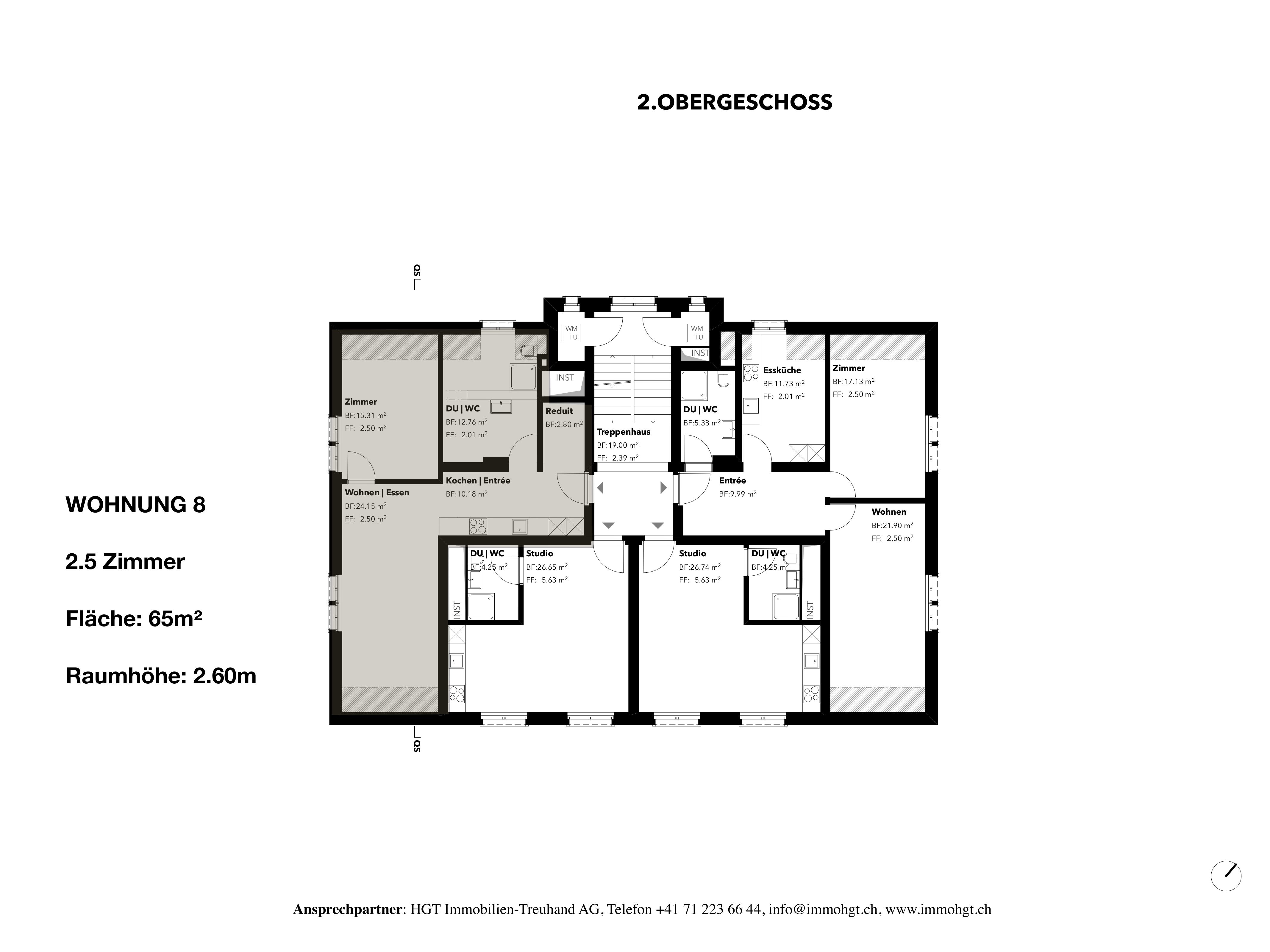 Wohnungs-Grundriss im 2. Obergeschoss