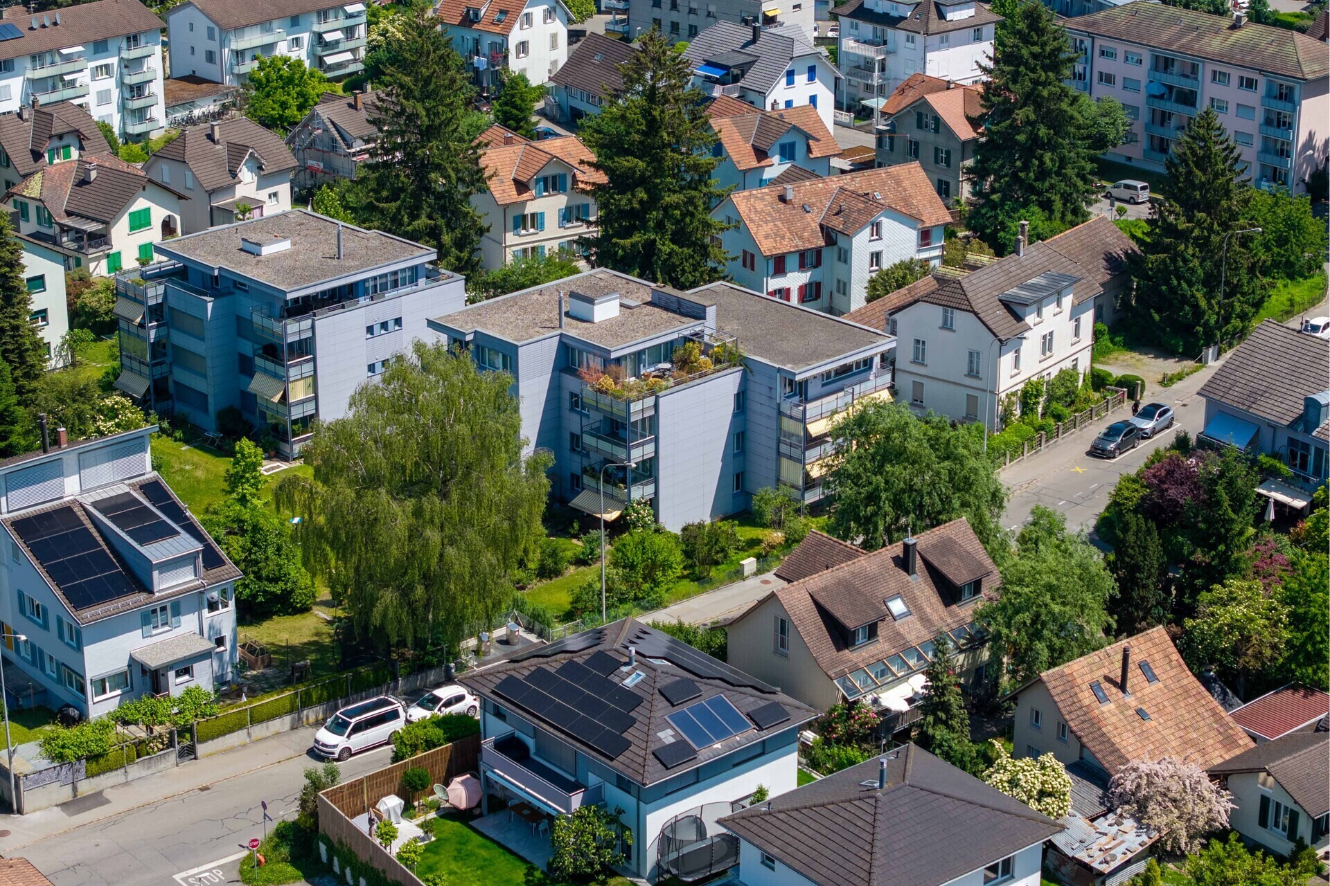 Luftaufnahme eines Wohnviertels