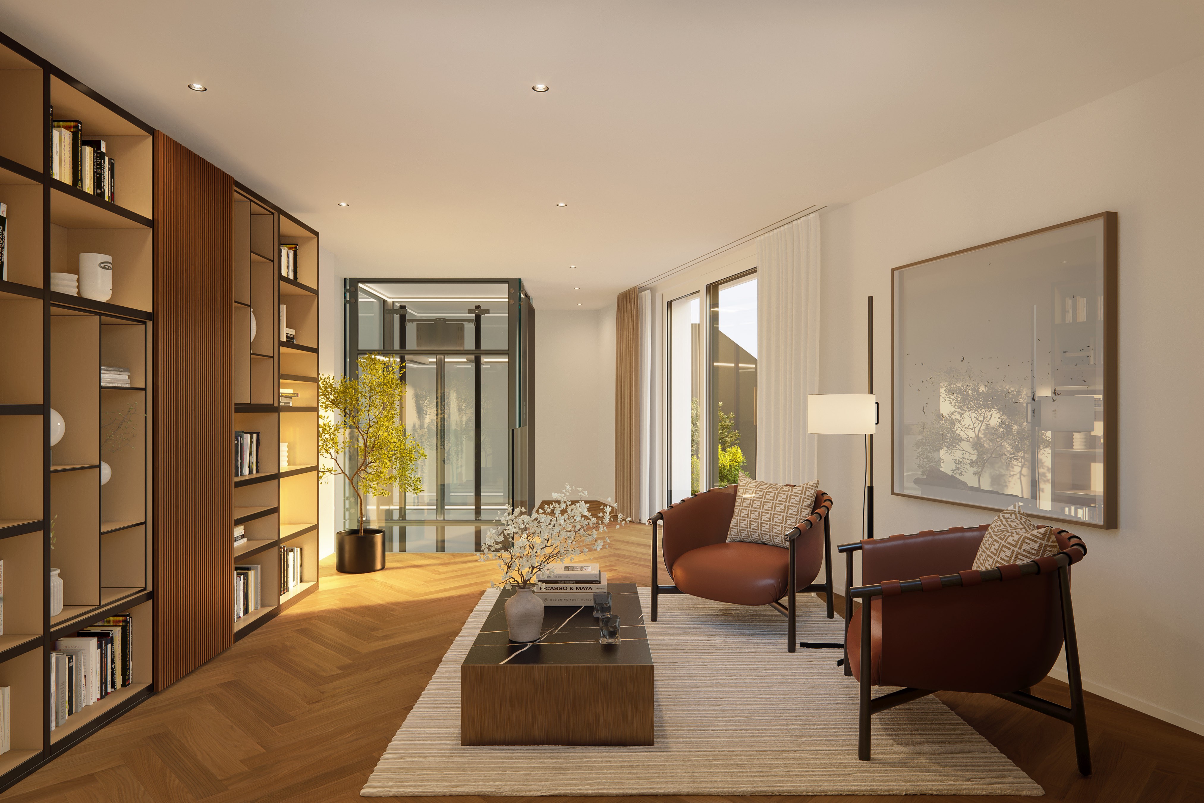 Modernes, stilvoll eingerichtetes Wohnzimmer