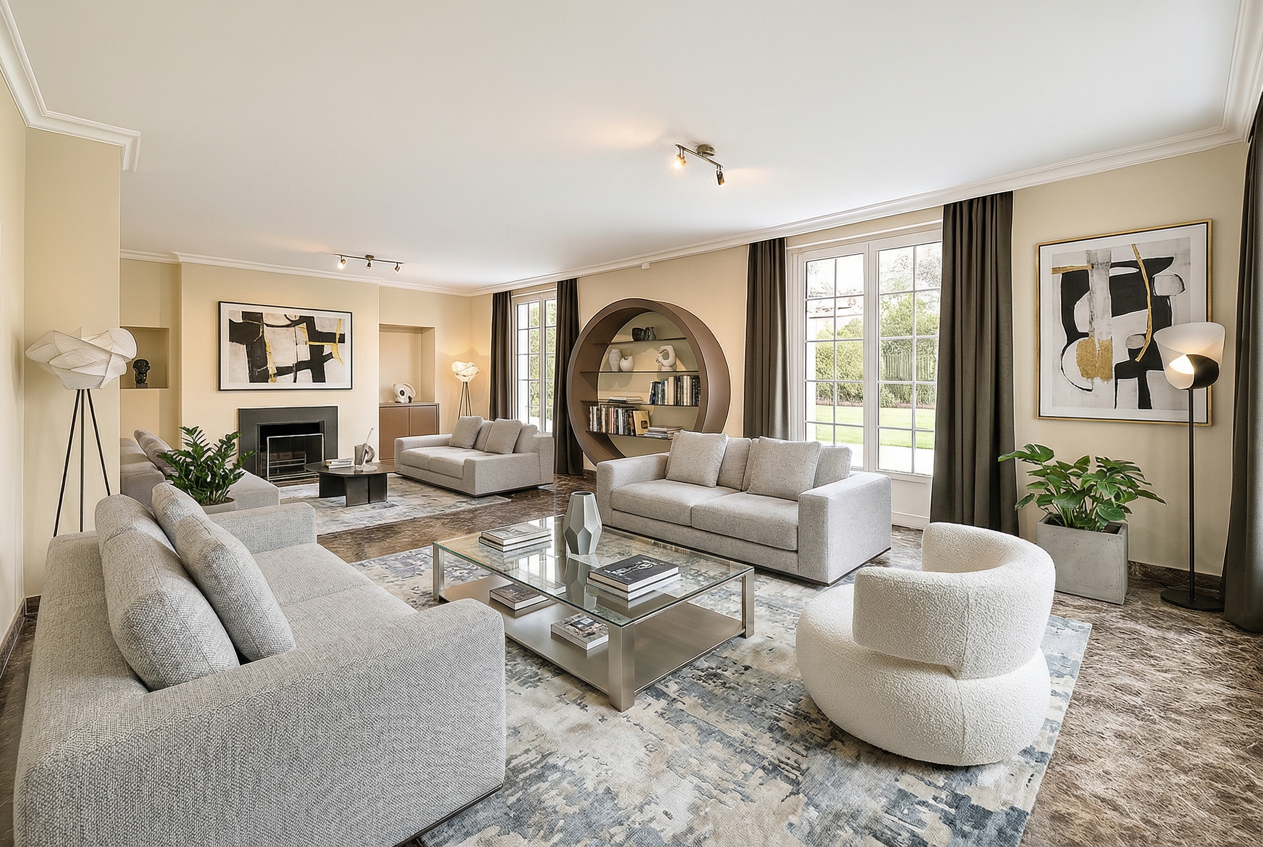 Großzügiges, elegant eingerichtetes Wohnzimmer