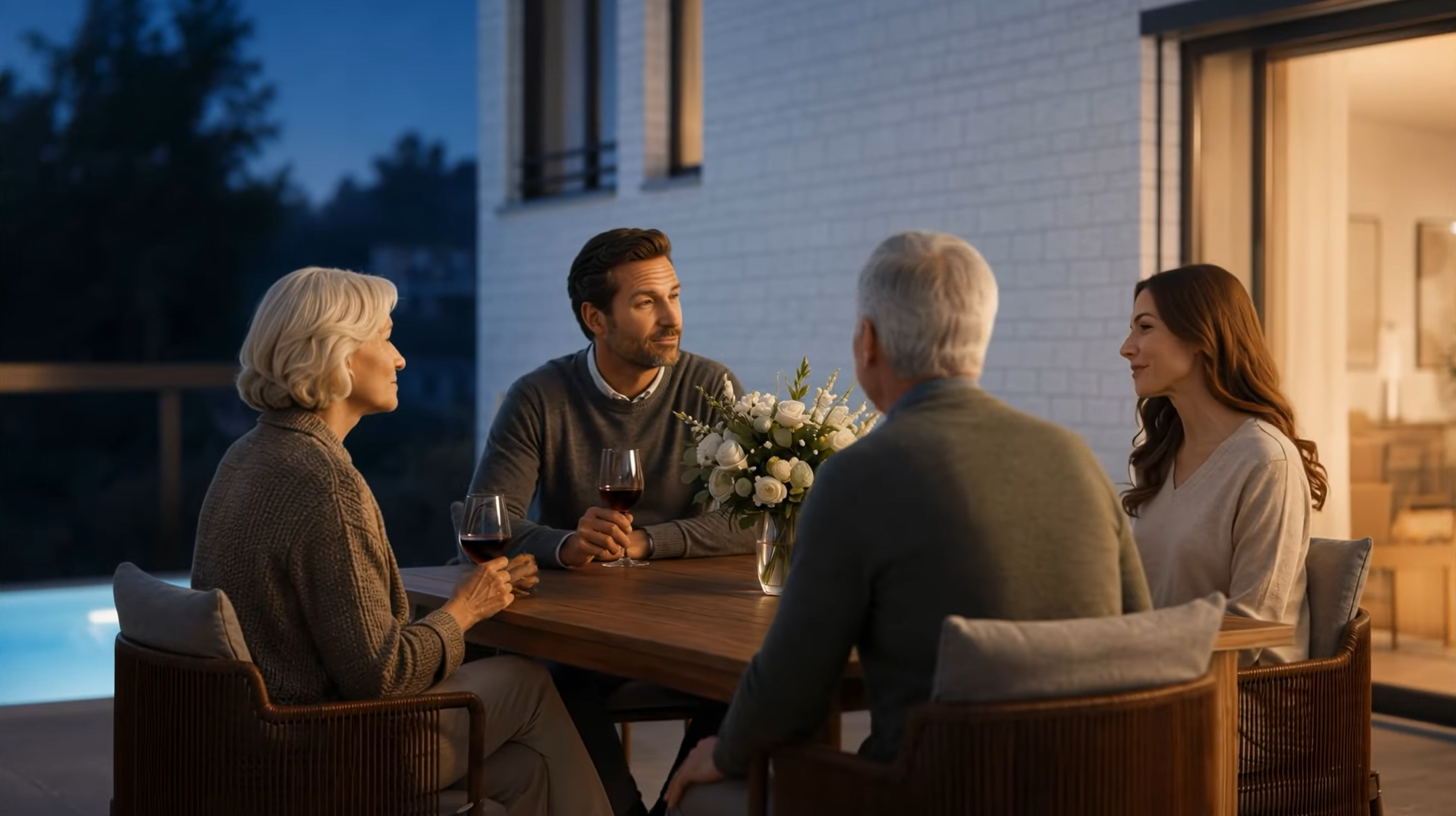 Terrasse mit Abendessen