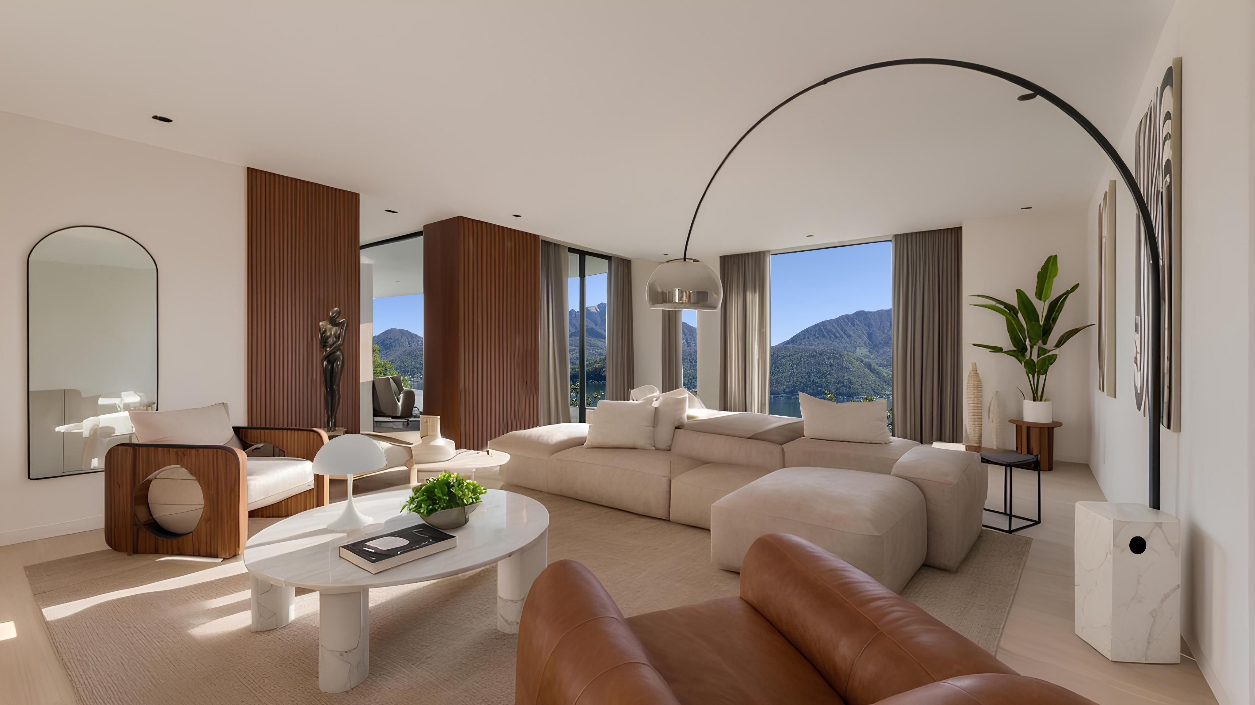Luxuriöses Wohnzimmer mit Panoramablick