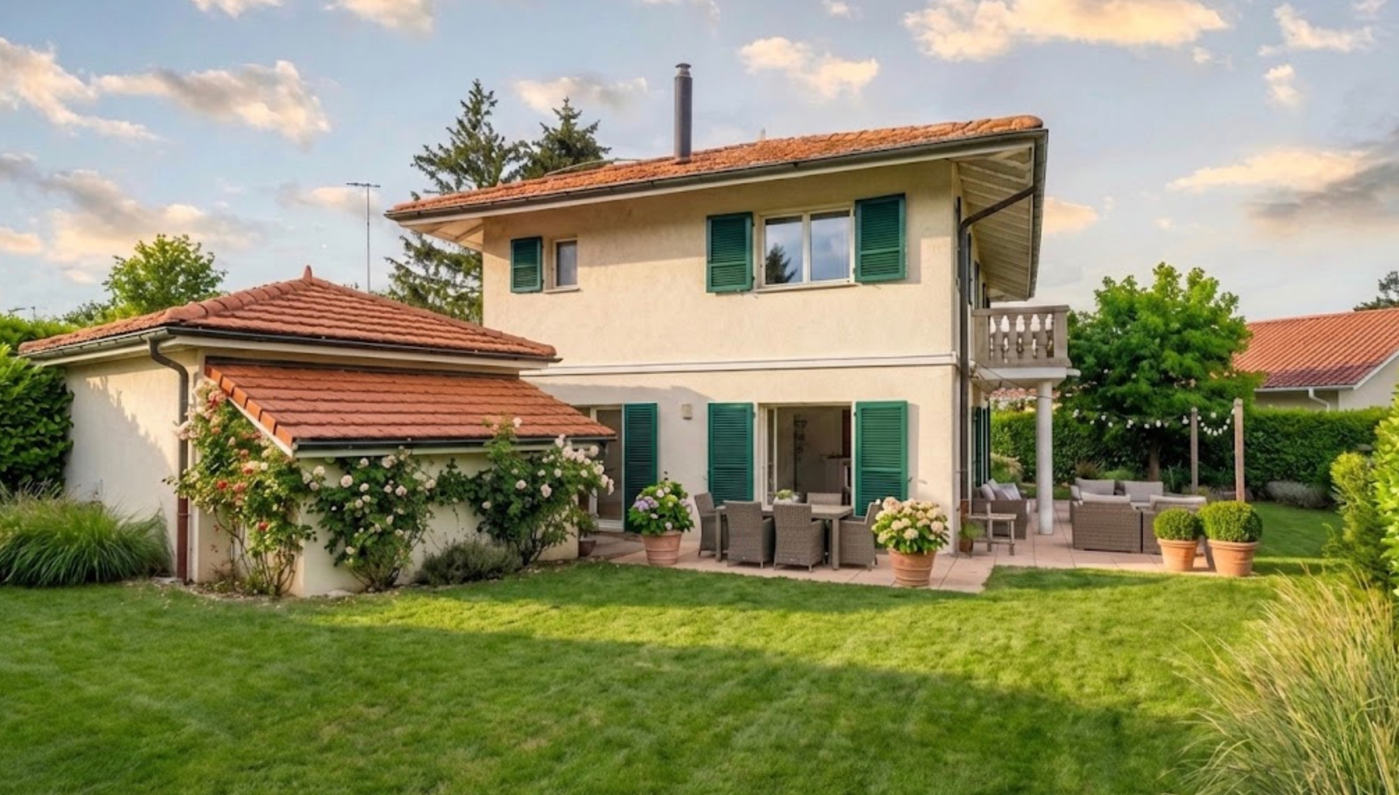 Mediterranes Einfamilienhaus mit Garten und Terrasse