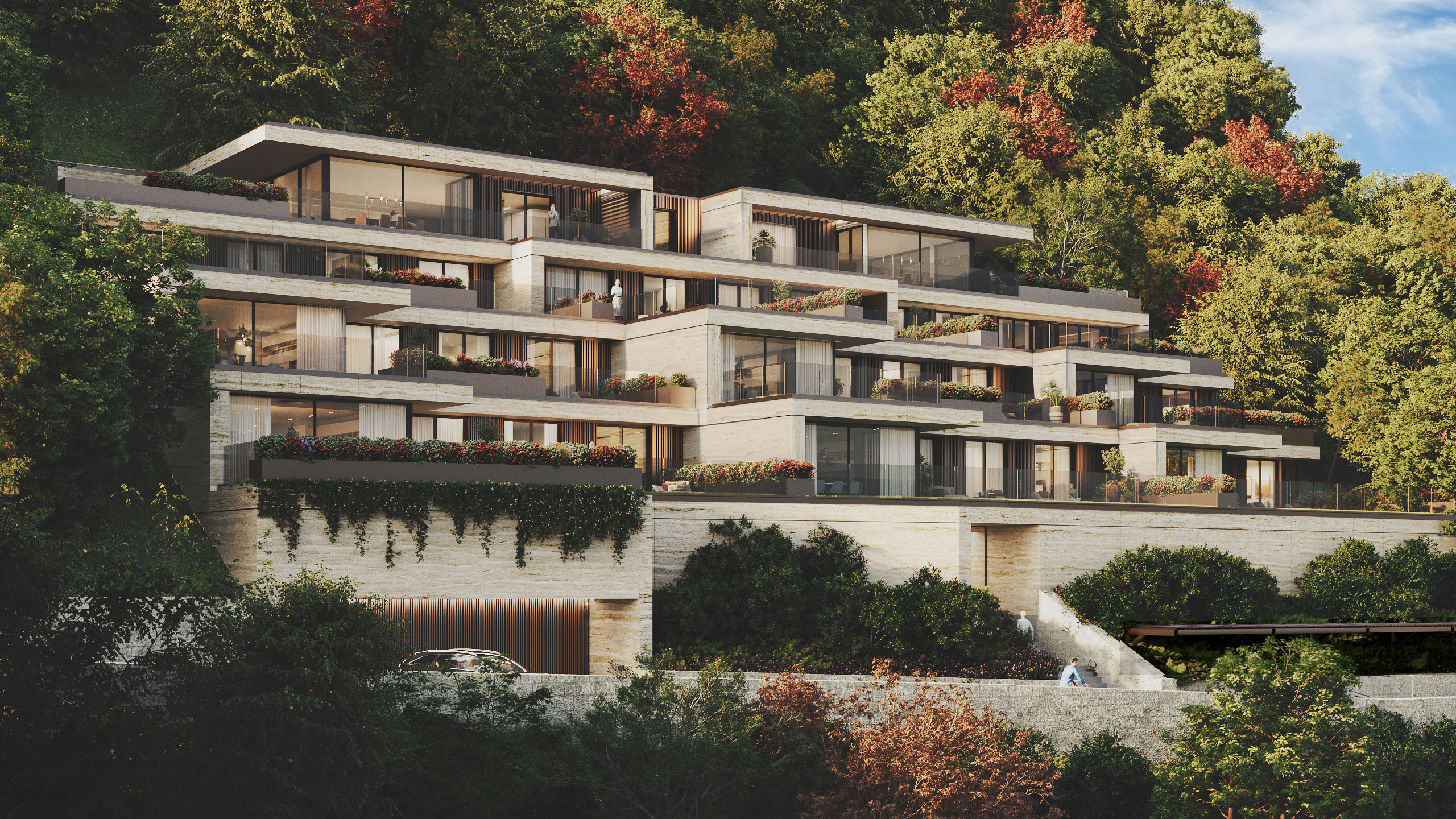 Terrassierte Luxus-Architektur im Grünen
