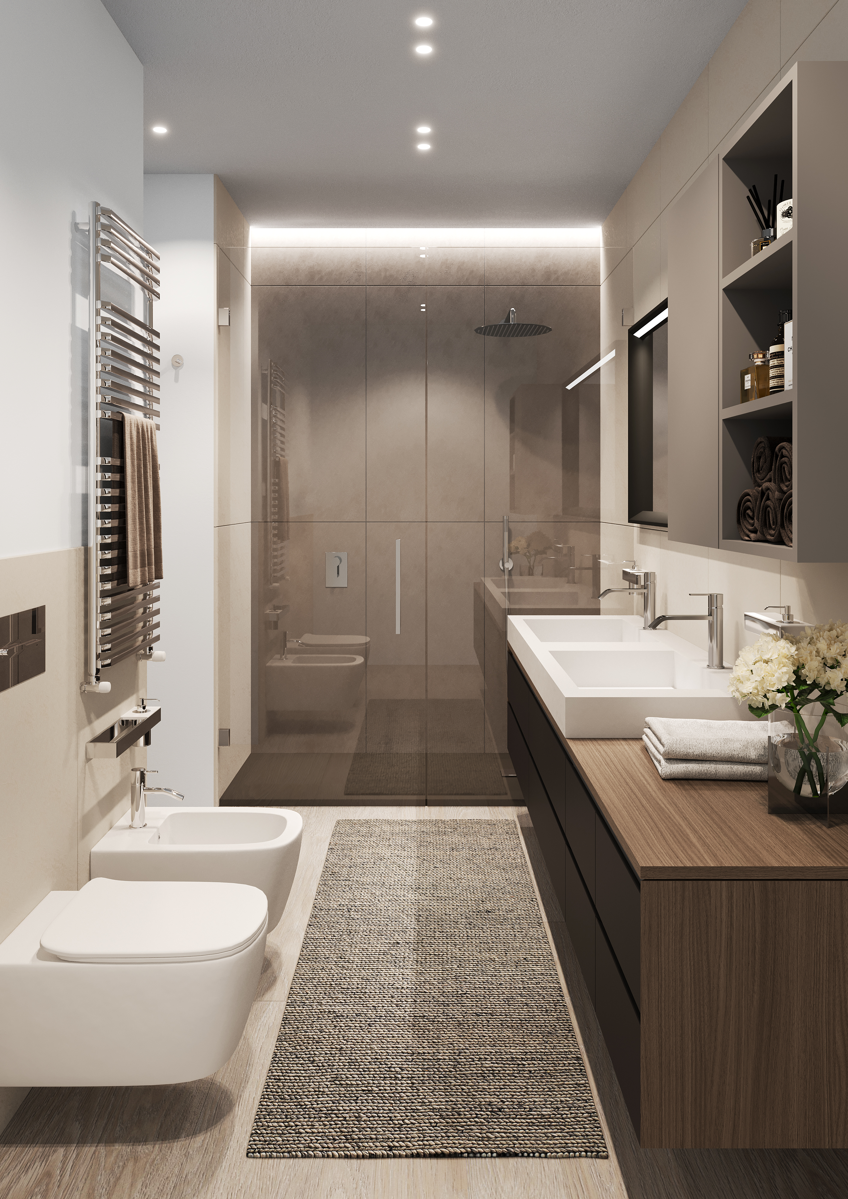 Modernes Badezimmer mit Walk-in-Dusche