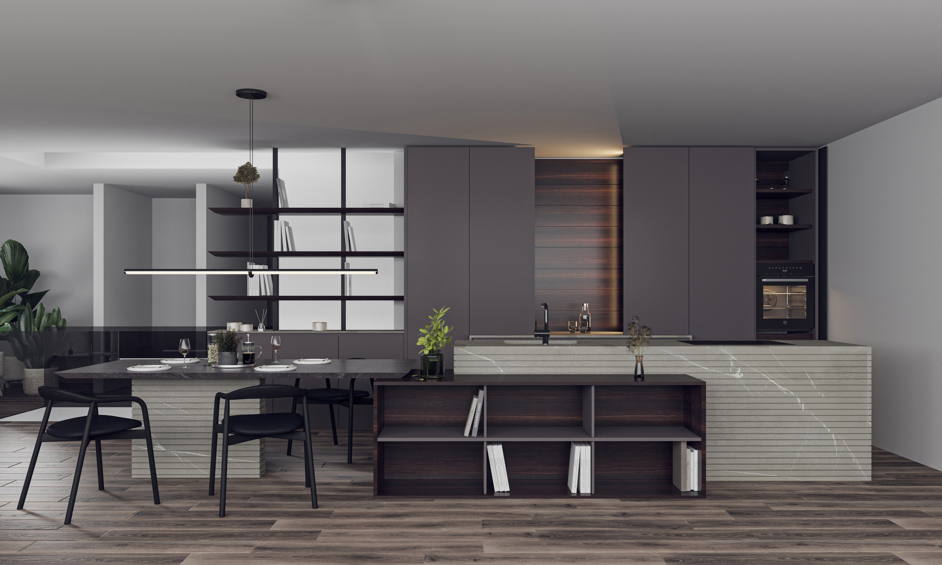 Offene Design-Küche mit Essbereich
