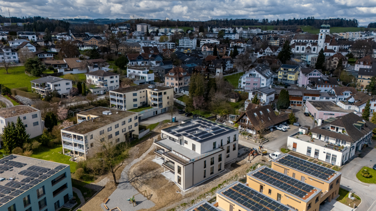 Luftaufnahme eines Wohngebiets