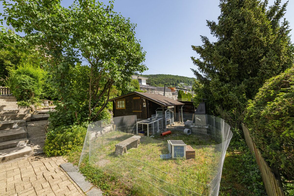 Garten mit kleinem Holzschuppen