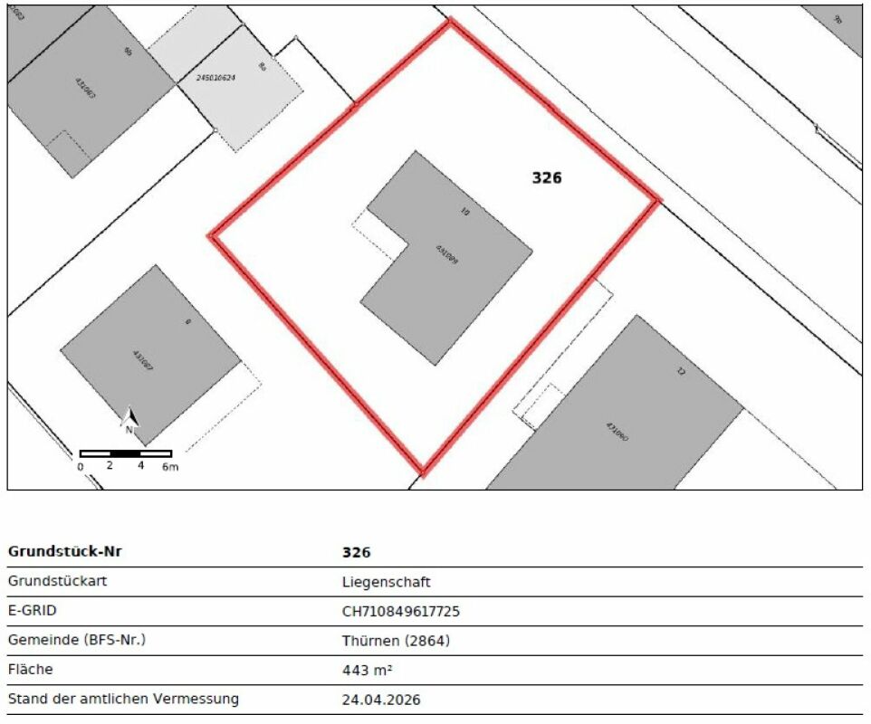 Grundstücksplan mit Parzellengrenze