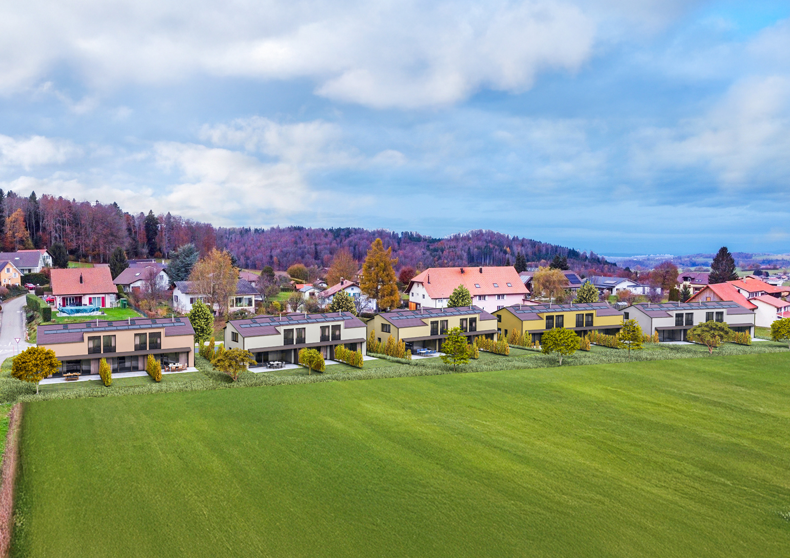 Moderne Wohnsiedlung aus der Luft