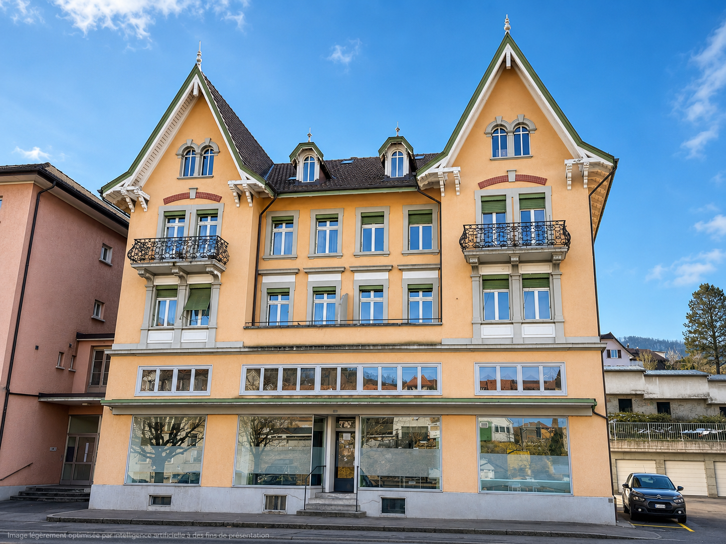 Historisches Mehrfamilienhaus mit Ziergiebeln
