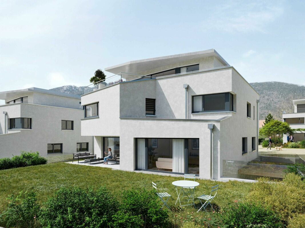 Moderne Wohnanlage mit Garten und Terrassen