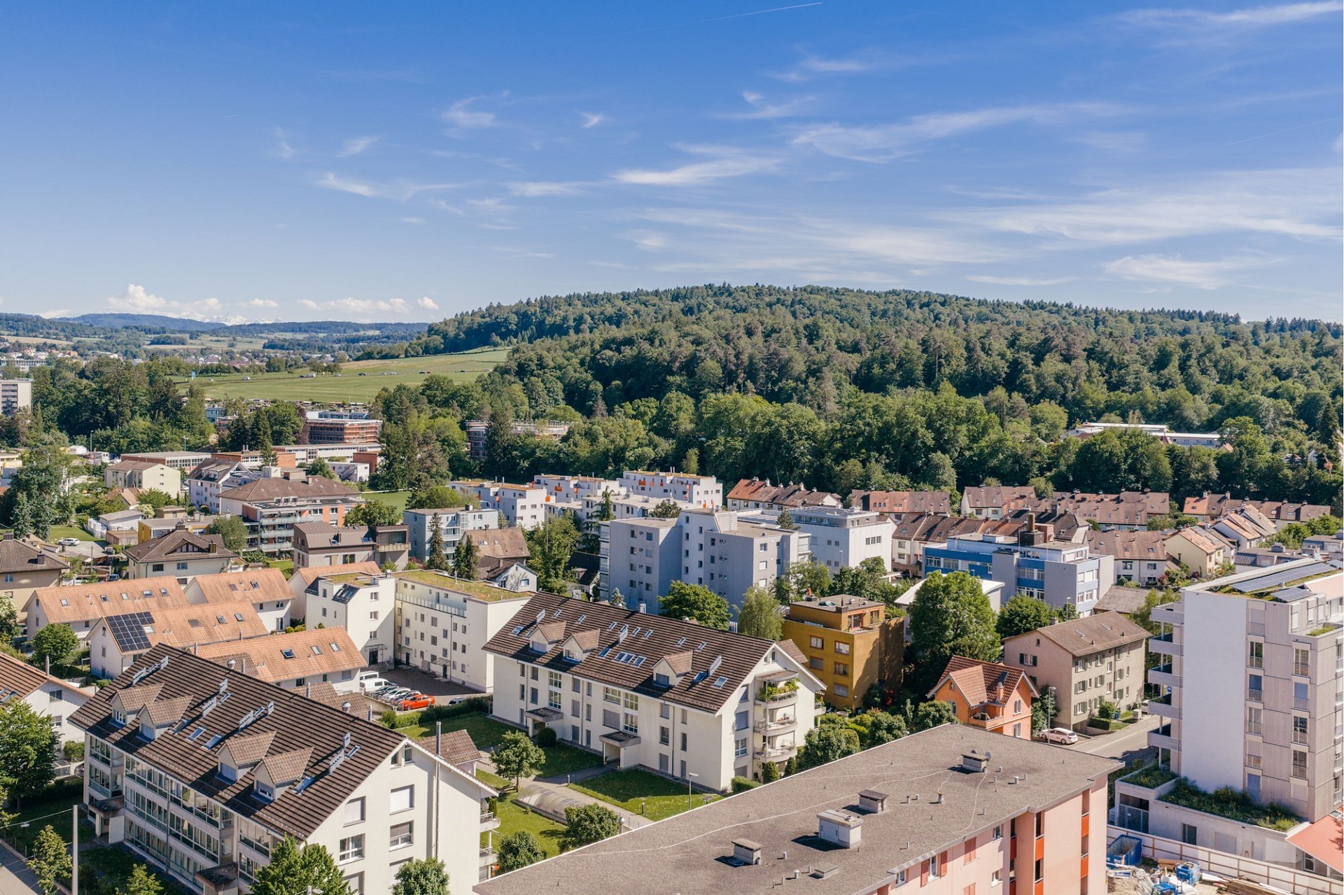 Städtischer Ausblick mit viel Grün