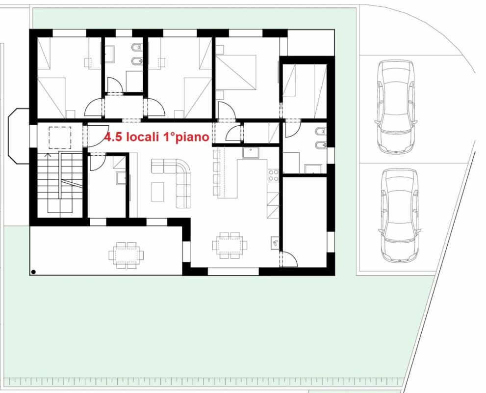 Grundriss einer Wohnung mit Garage