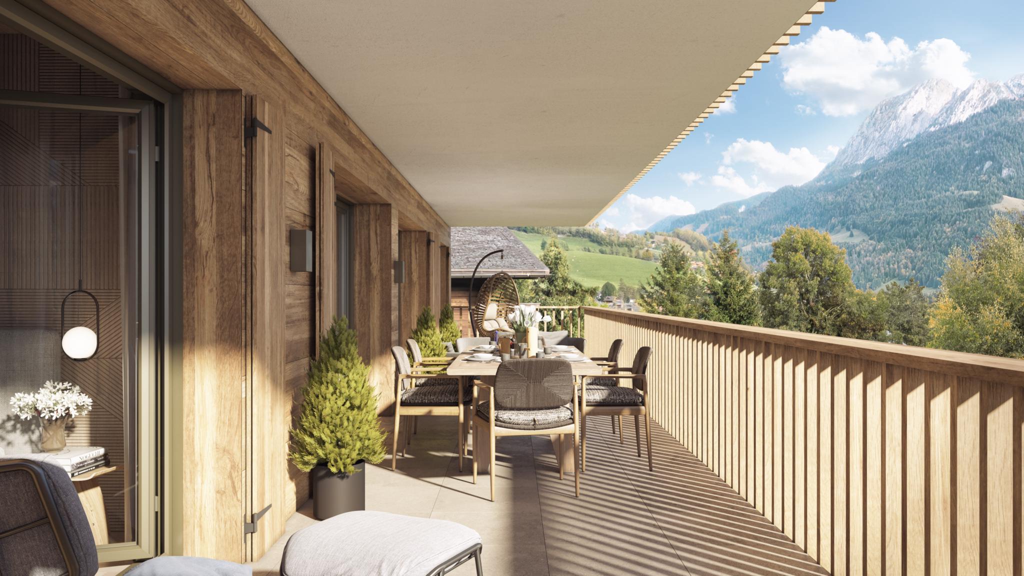 Balkon mit Bergblick