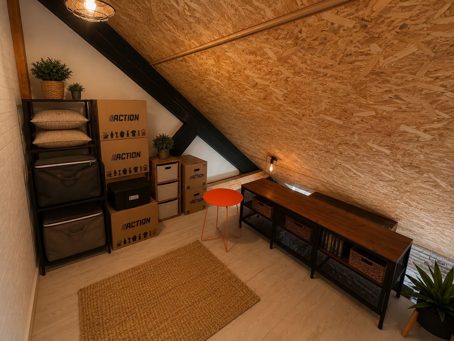 Dachzimmer als Stauraum- und Arbeitsbereich