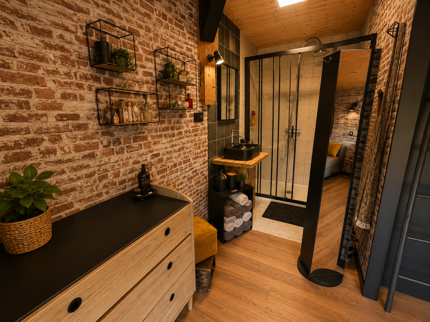Modernes Bad mit industriellem Loft-Charakter