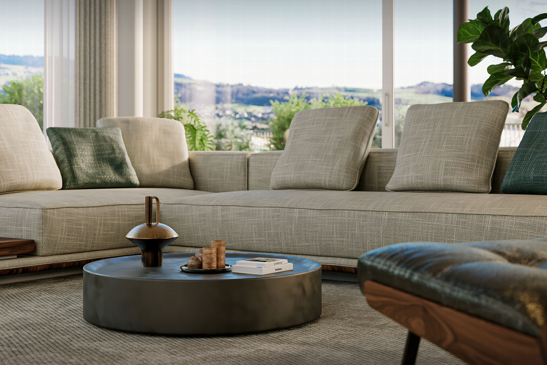 Helles Wohnzimmer mit Panoramablick