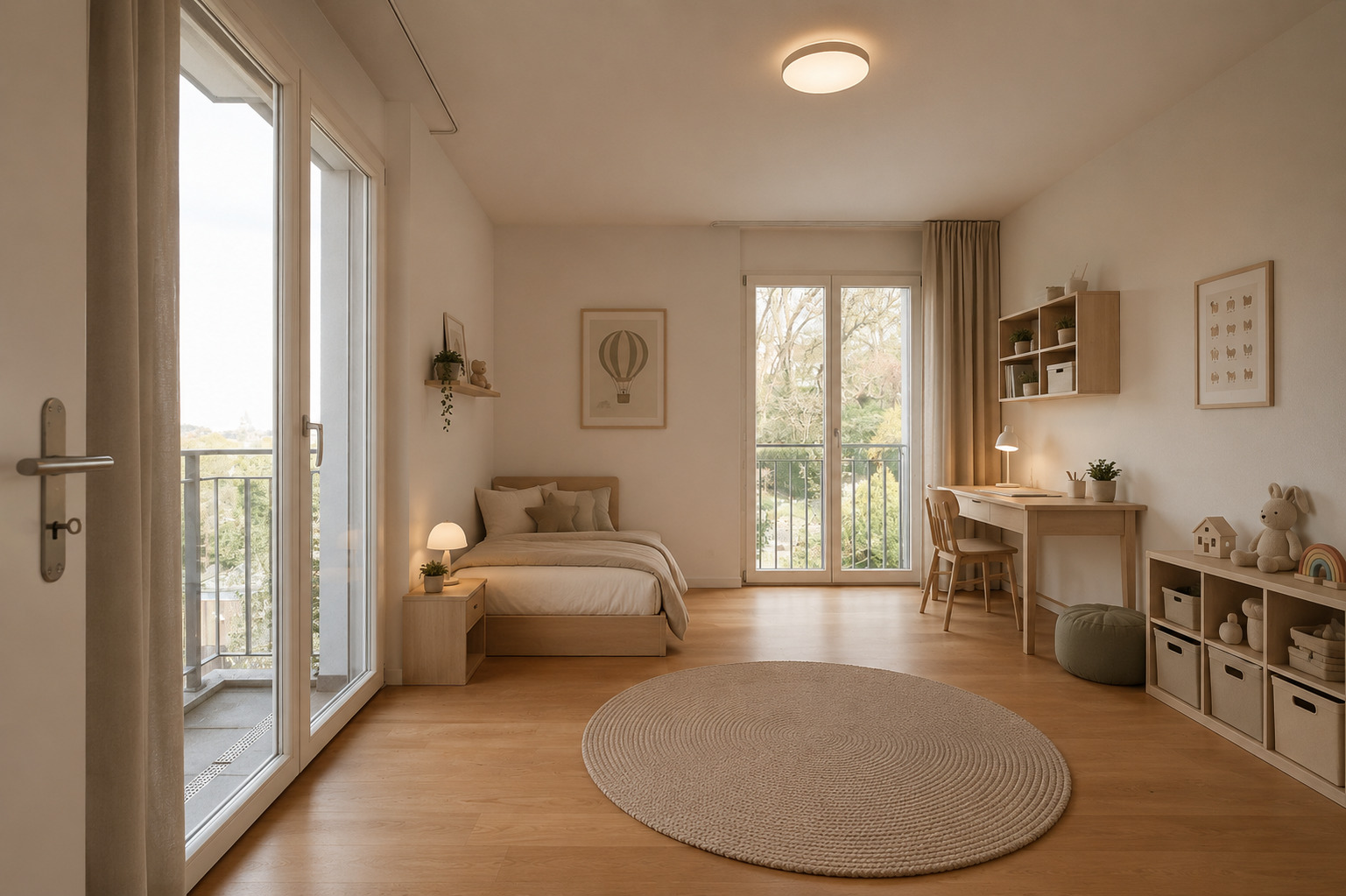Helles Kinderzimmer mit Balkon