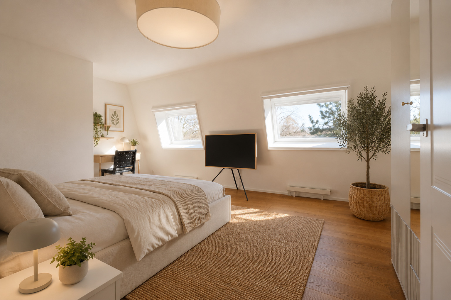 Helles Schlafzimmer im skandinavischen Stil