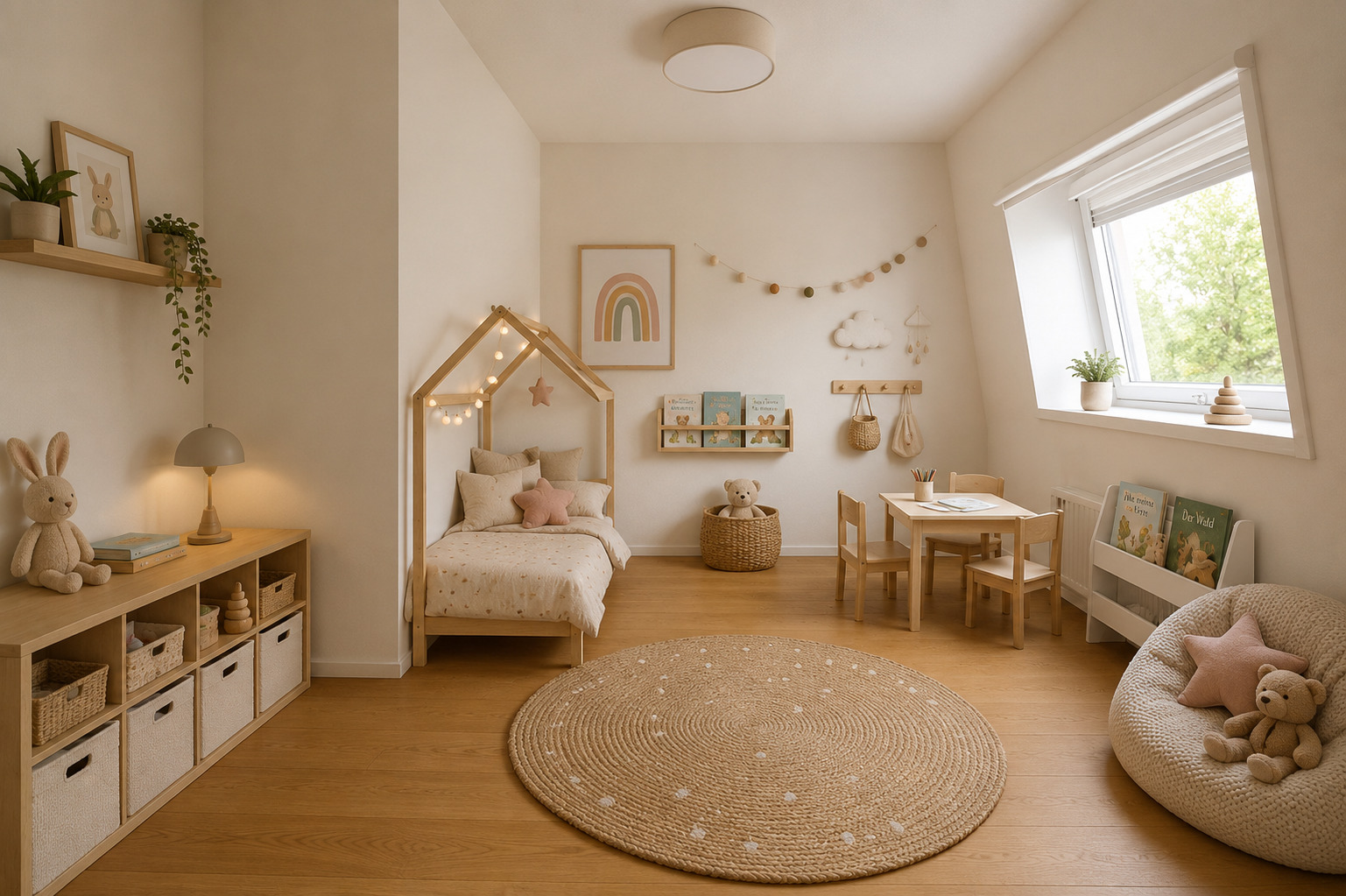Kinderzimmer in warmen Naturtönen