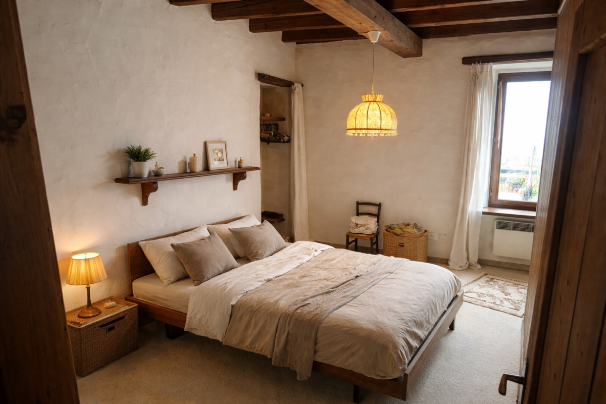 Gemütliches Schlafzimmer mit rustikalem Charme